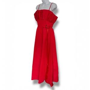 Vintage 80s S/M Flirtations Alfred Angelo Red Prom Dress Ruffle Formal Valentine